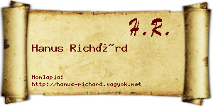 Hanus Richárd névjegykártya